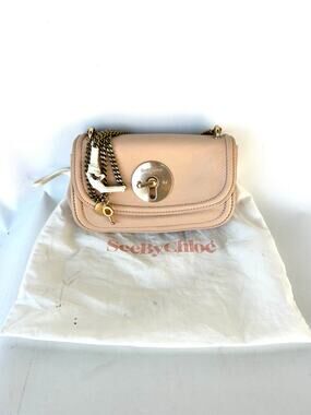 New Chloe See By Chloé Lois Leather Crossbody Bag Purse Pink Nude Small